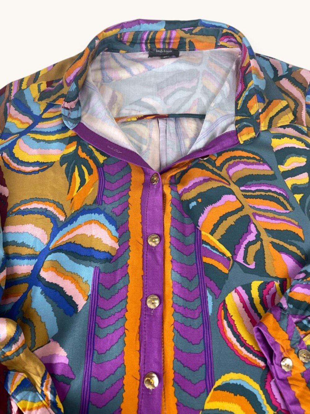Haute Hippie Top NWOT Monstera Print 3X Boho - Picture 6 of 10